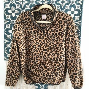 Leopard half zip sweatshirt